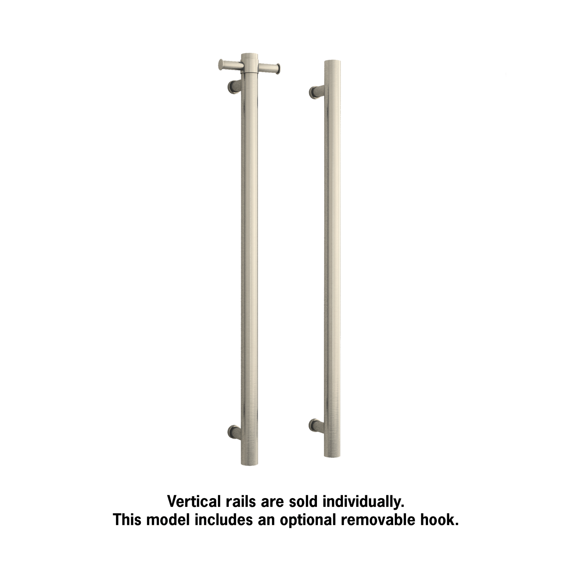 Thermogroup Straight Round Vertical Heated Towel Rail Single Brushed Nickel