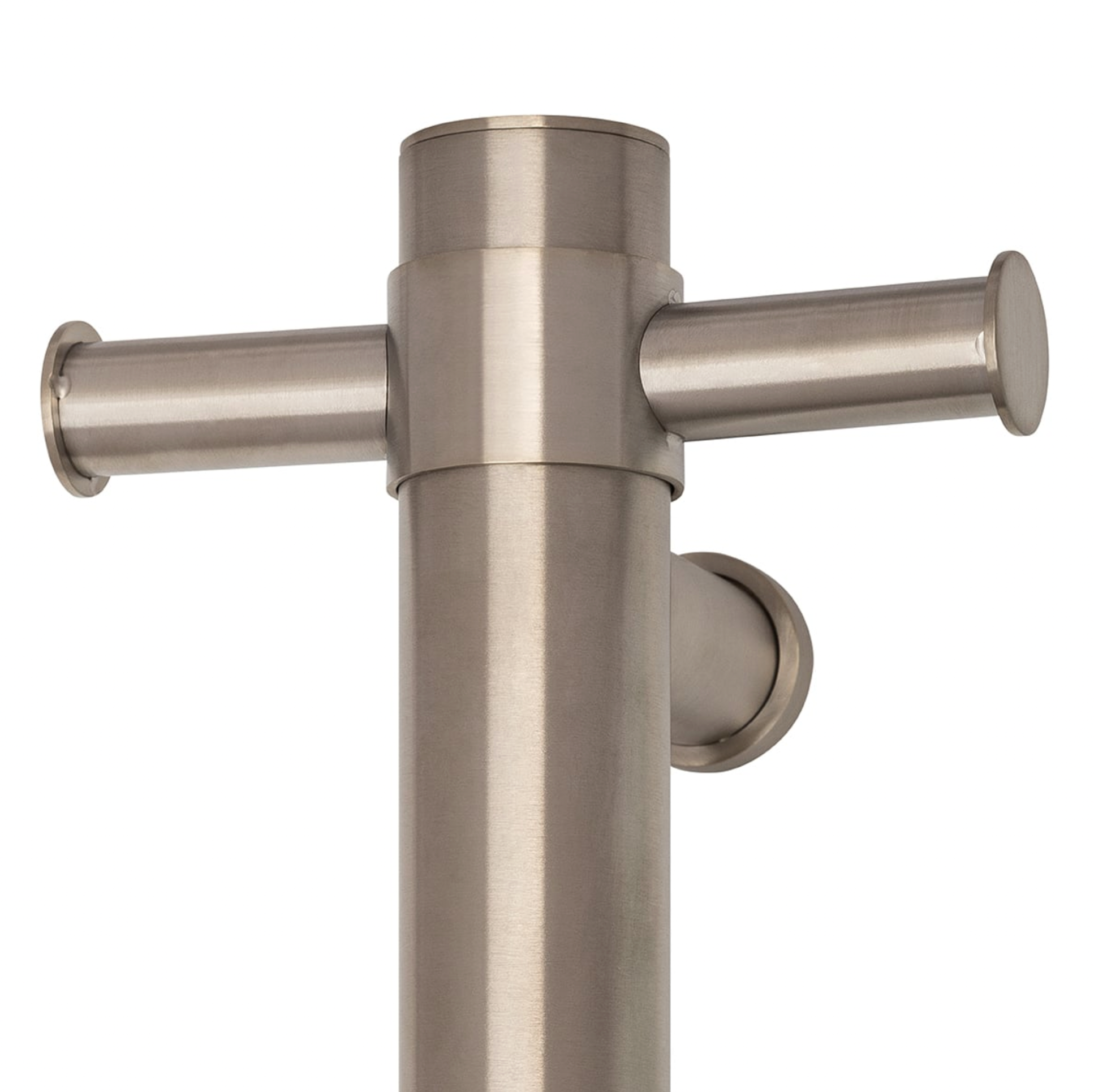 Thermogroup Straight Round Vertical Heated Towel Rail Single Brushed Nickel