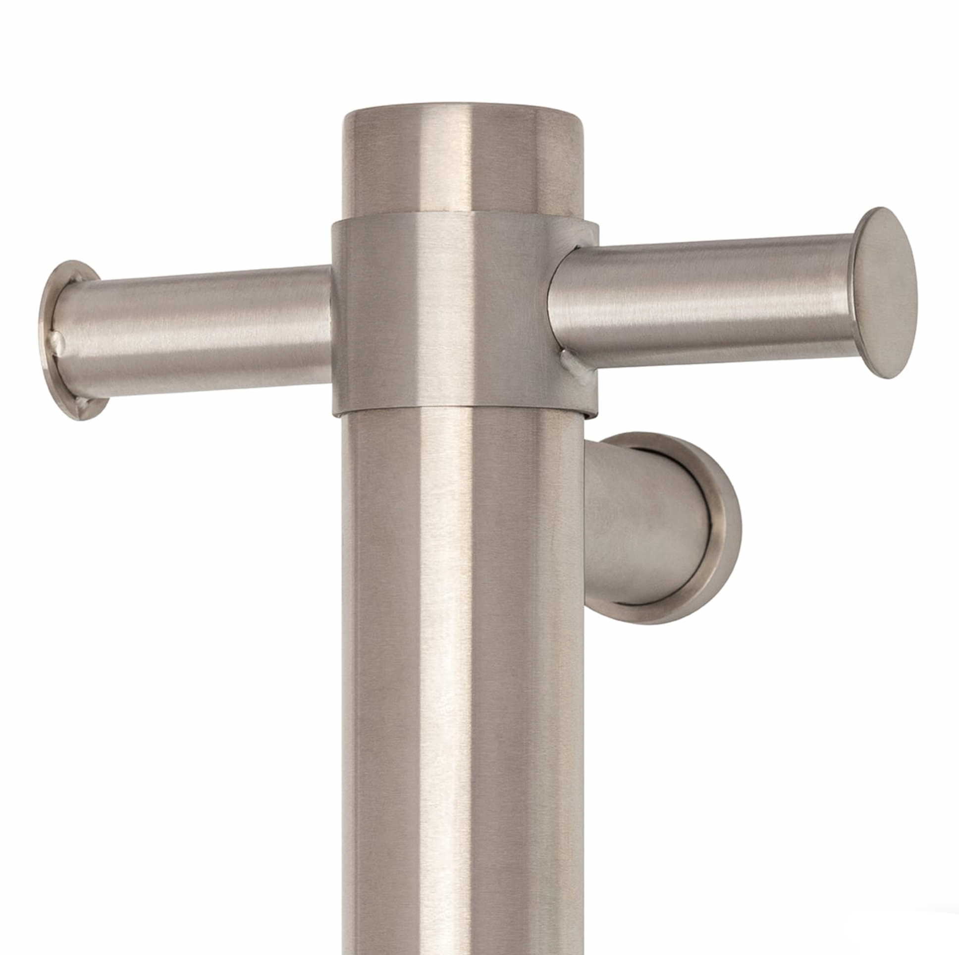 Thermogroup Straight Round Vertical Single Heated Towel Rail Brushed Stainless Steel