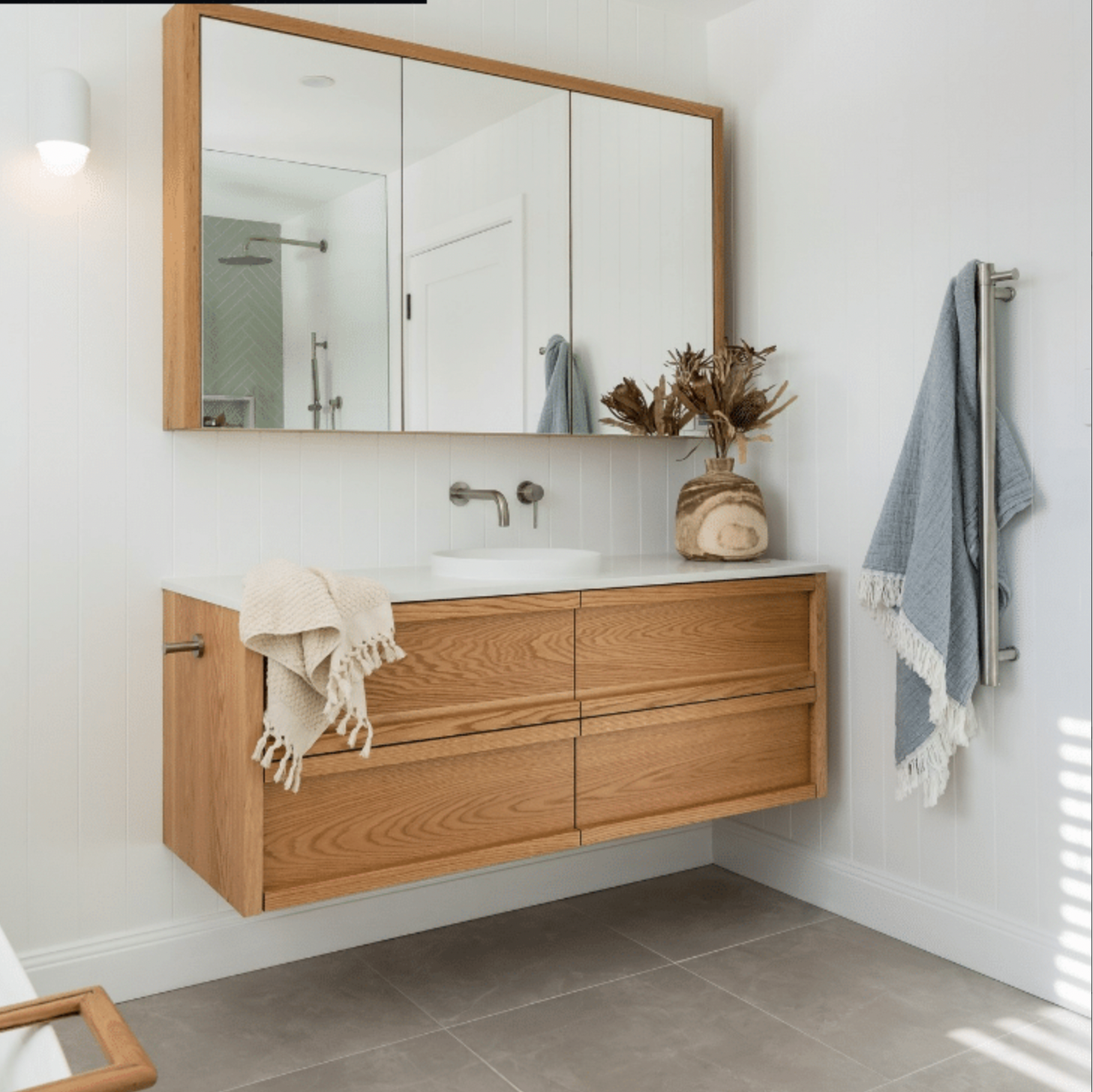 Thermogroup Straight Round Vertical Single Heated Towel Rail Brushed Stainless Steel