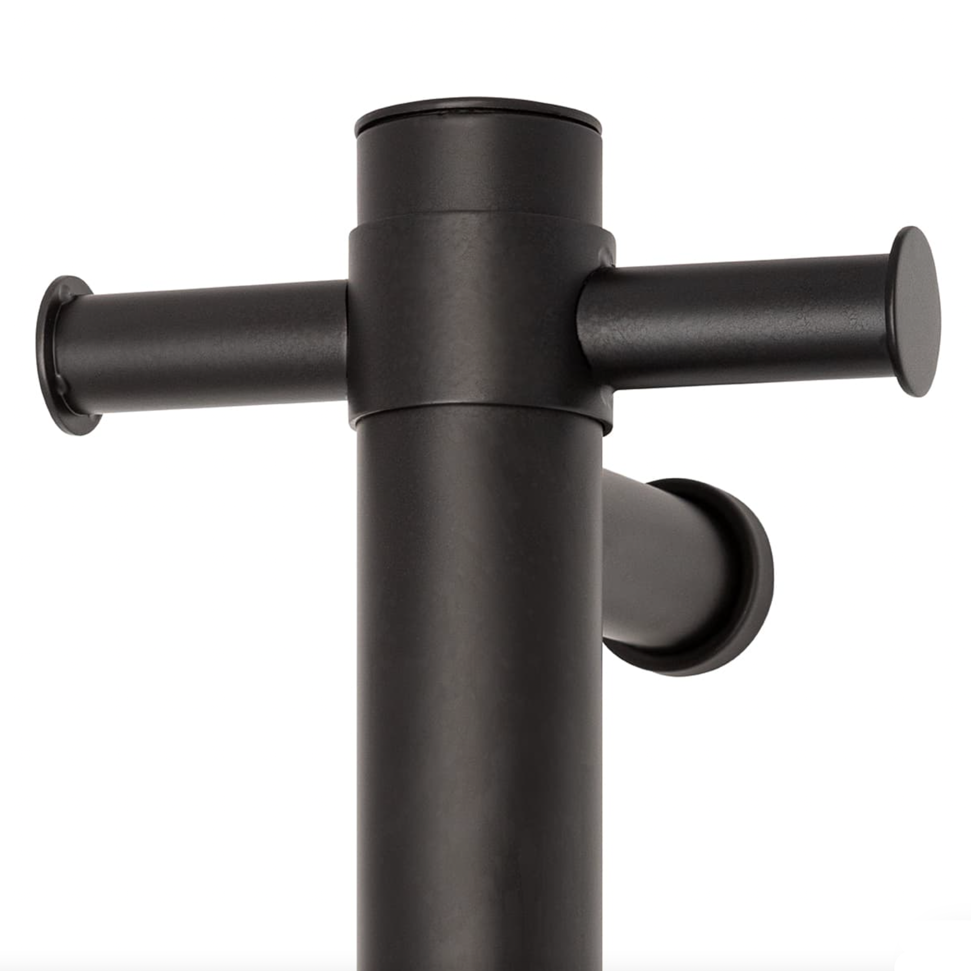 Thermogroup Straight Round Vertical Single Heated Towel Rail Matte Black