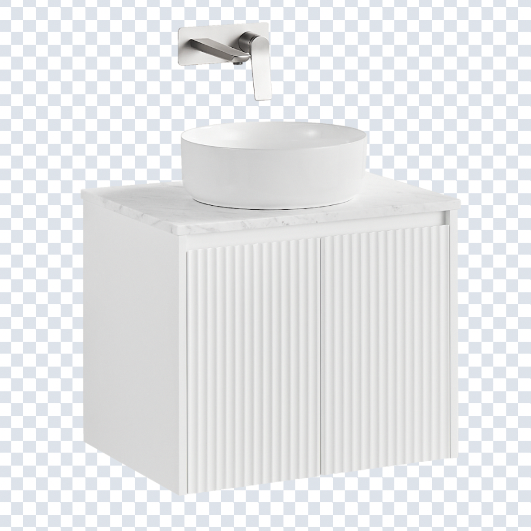 Lukka Crete  Wall Hung  Matte White  PVC Fluted Vanity  600mm