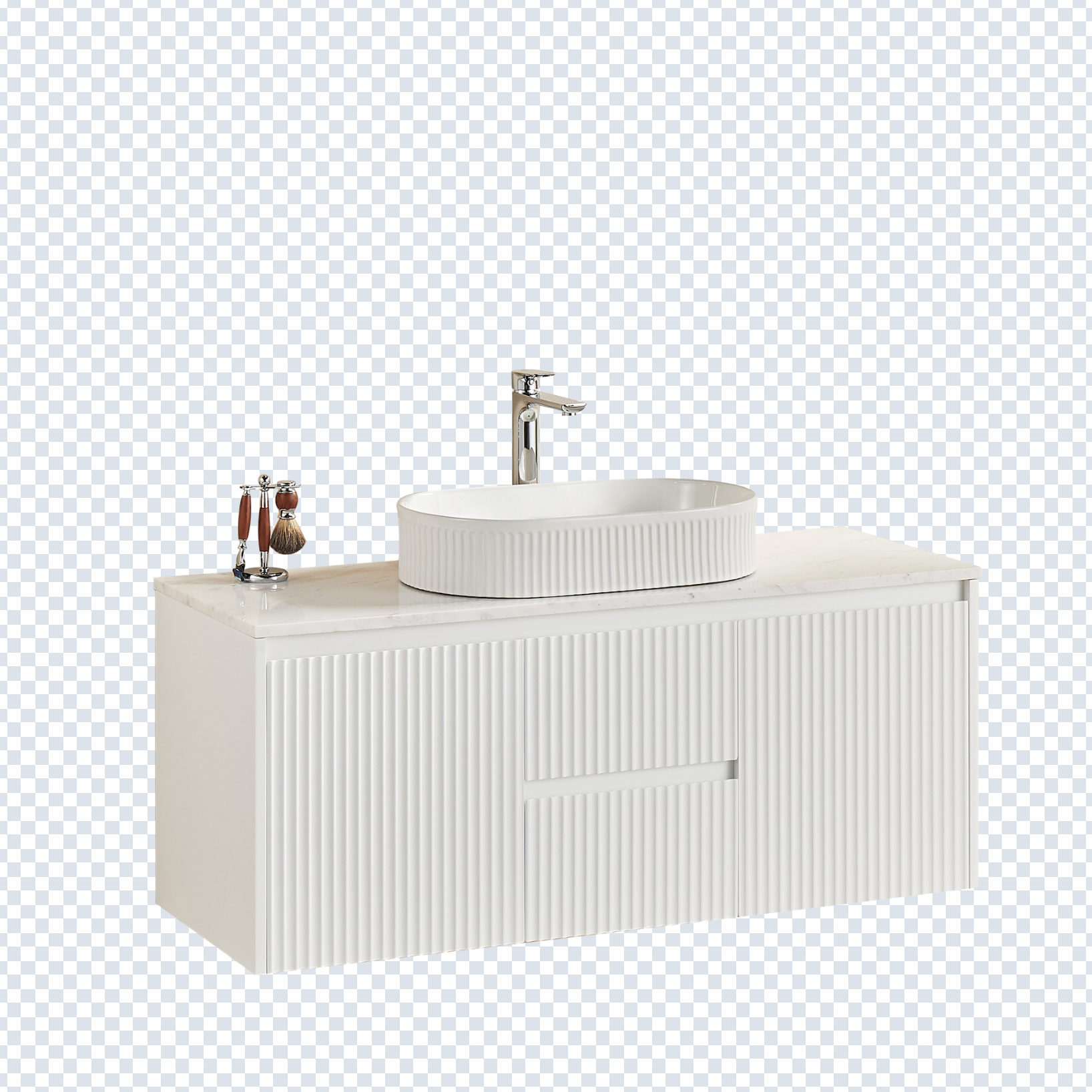 Lukka Crete Wall Hung  Matte White  PVC Fluted Vanity  1200mm