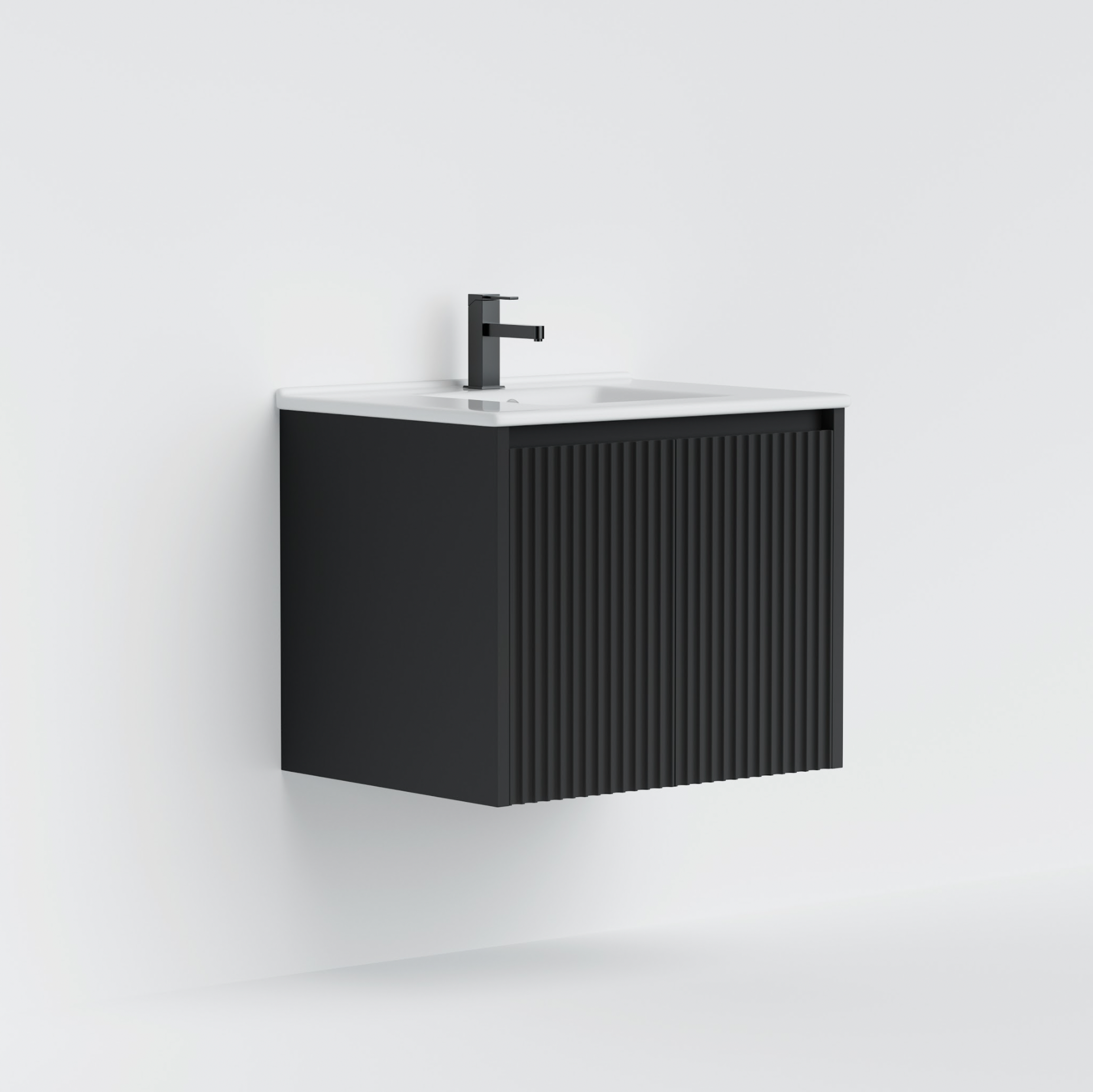 Lukka Crete  Wall Hung  Matte White  PVC Fluted Vanity  600mm