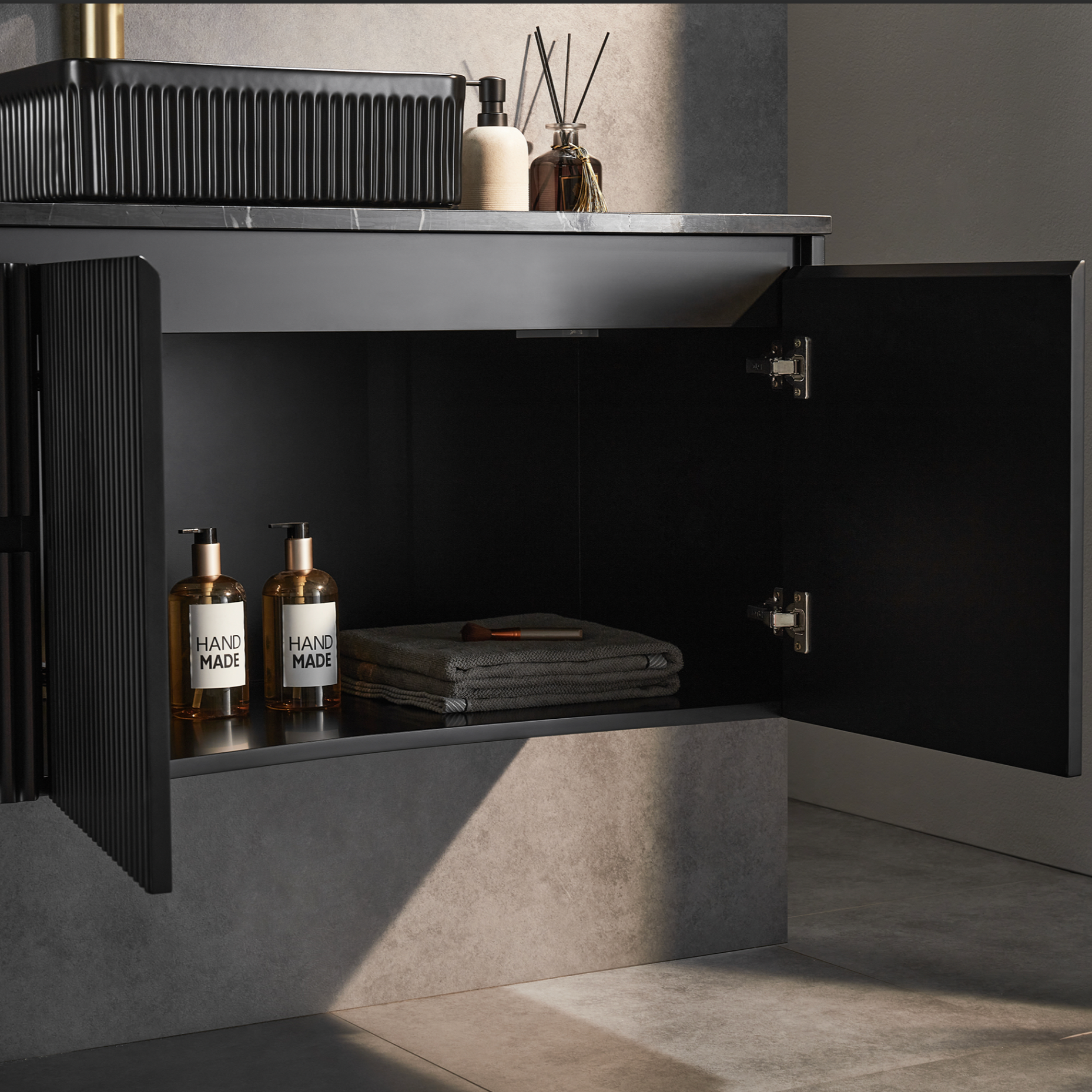 Lukka Crete Wall Hung  Matte White  PVC Fluted Vanity  1200mm