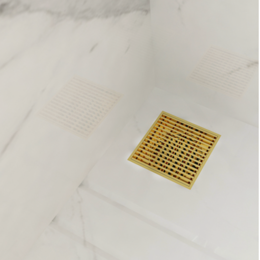 Linsol 110 Square Linear Heelguard Bathroom Floor  Grate Brushed Brass