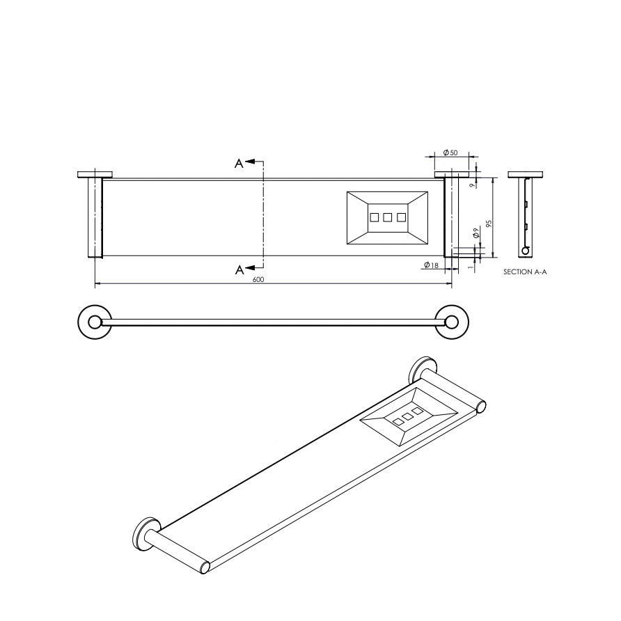 Paco Jaanson Monza Shower Shelf 600mm Gun Metal