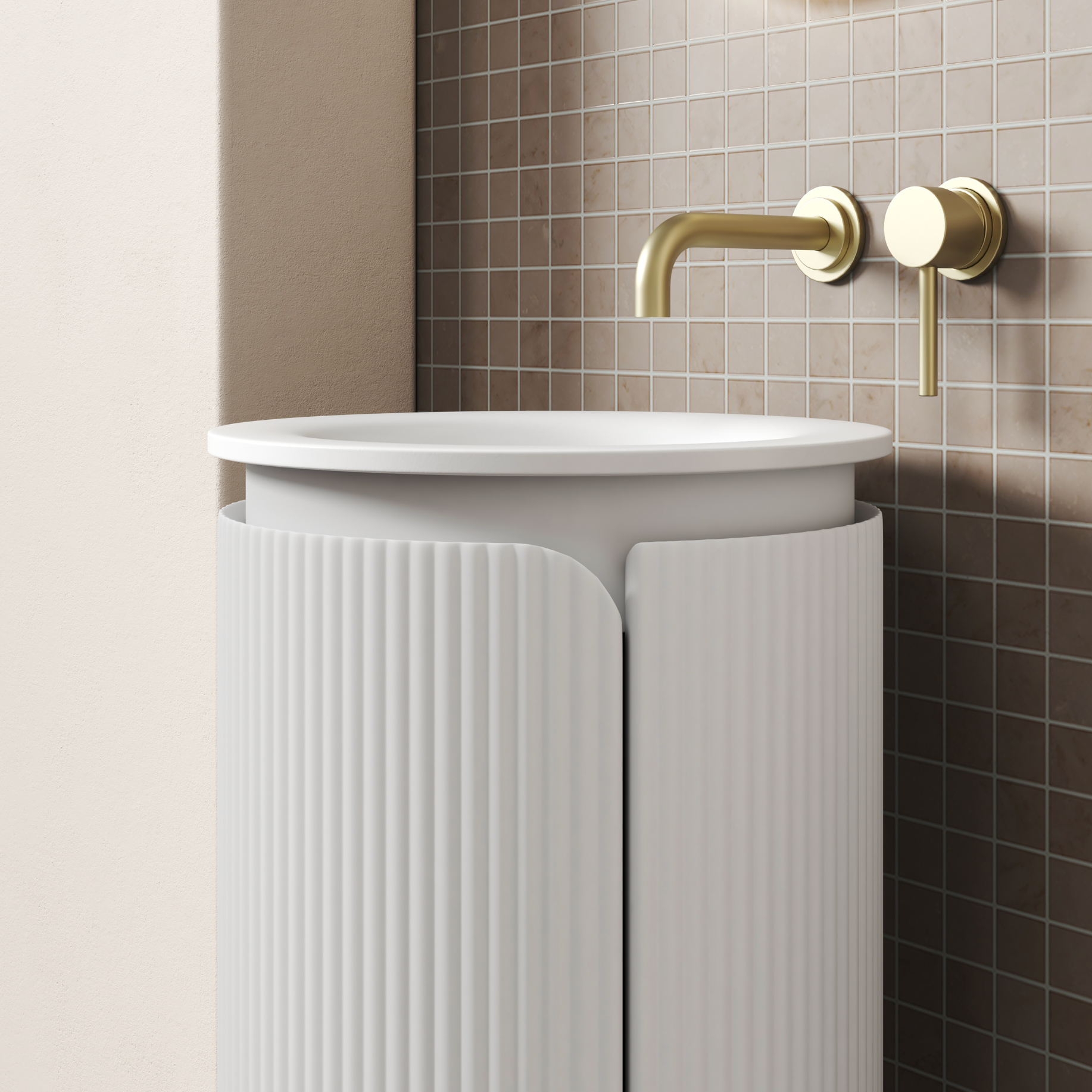 Aulic Civaro Matte White Fluted Floor standing Vanity