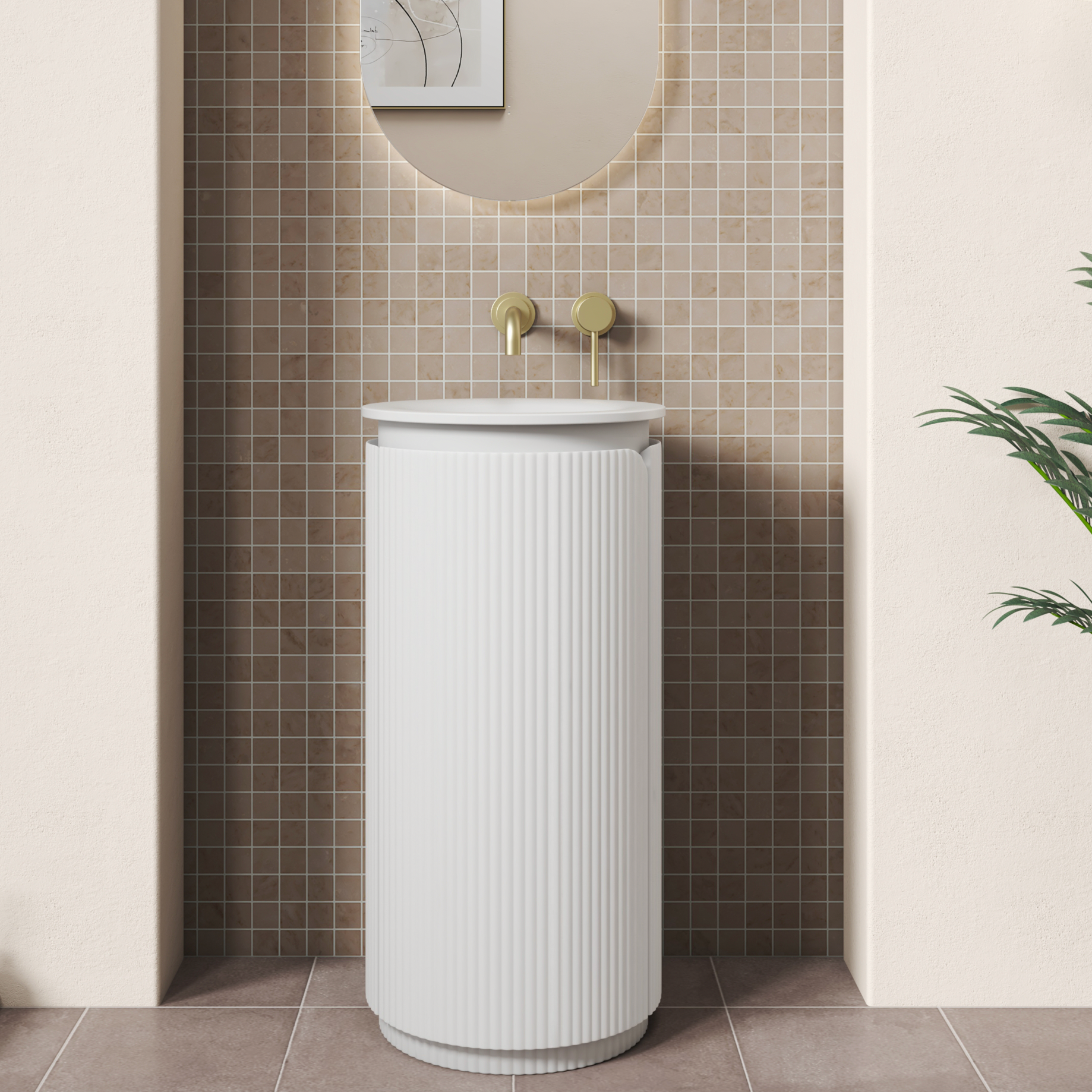 Aulic Civaro Matte White Fluted Floor standing Vanity