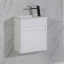 Aulic Brant  Single  Door Gloss White compact Wall Hung Vanity 465mm