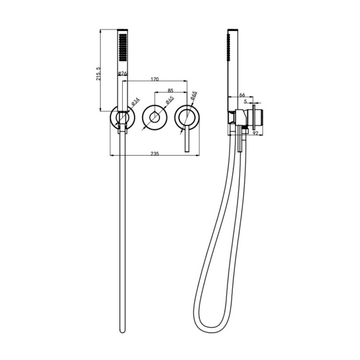 Linsol Gigi S3 Mixer With Diverter & Handshower Gun Metal