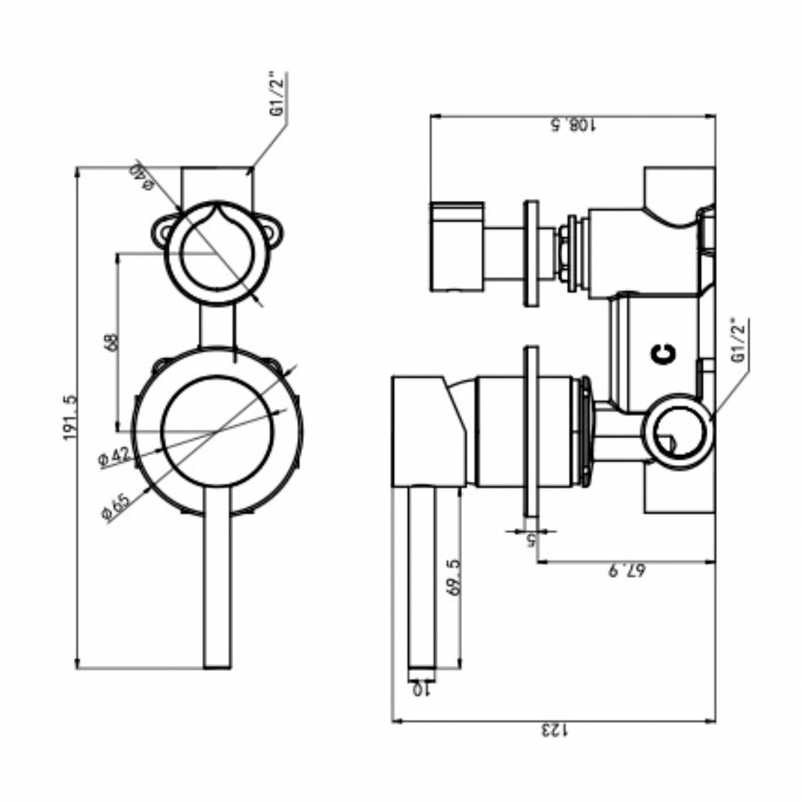 Linsol Gigi S3 - 2 Plate  Shower Mixer with diverter Gunmetal
