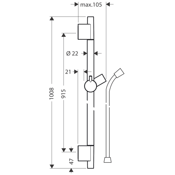 Hansgrohe Unica Shower Bar S Puro  90cm With Isiflex 1.6m Shower hose Brushed Bronze