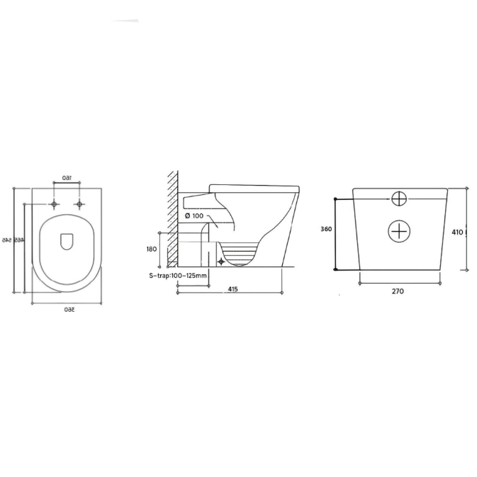 Lukka Acadia Tornado  Rimless Wall-Faced Toilet Pan Matte White