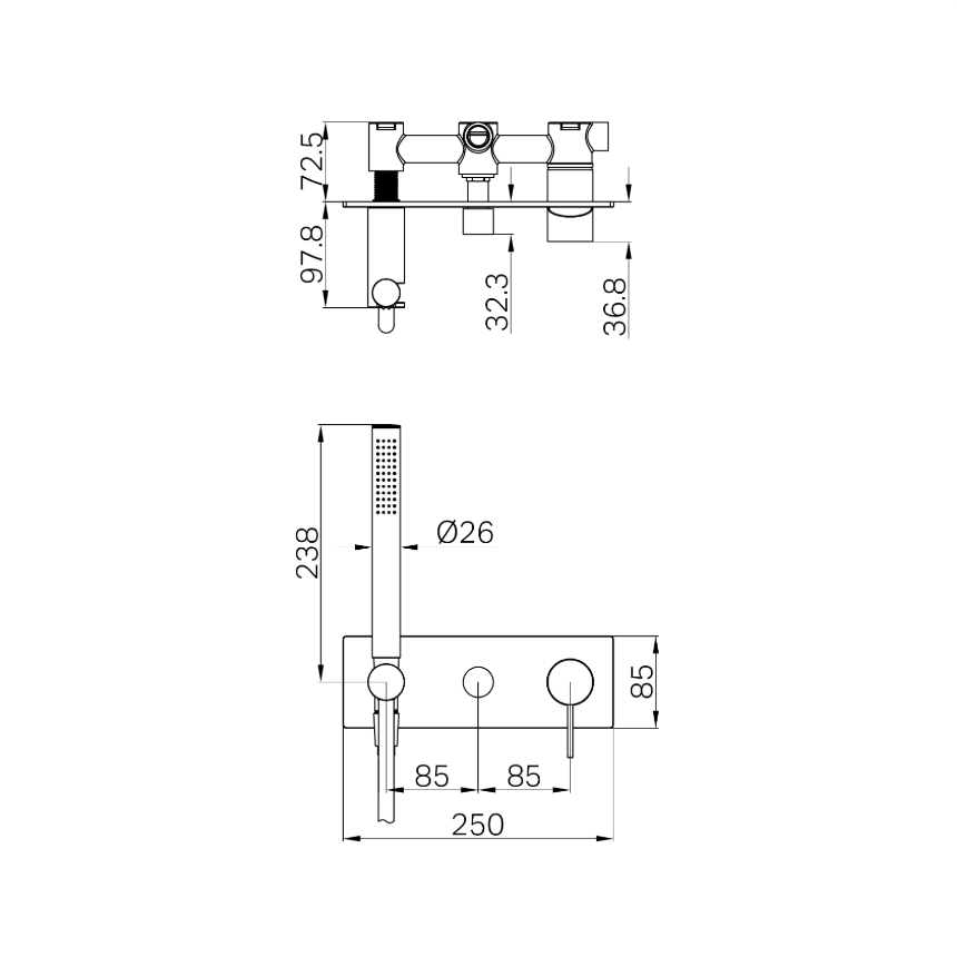 Nero Mecca Shower Mixer Diverter System Chrome