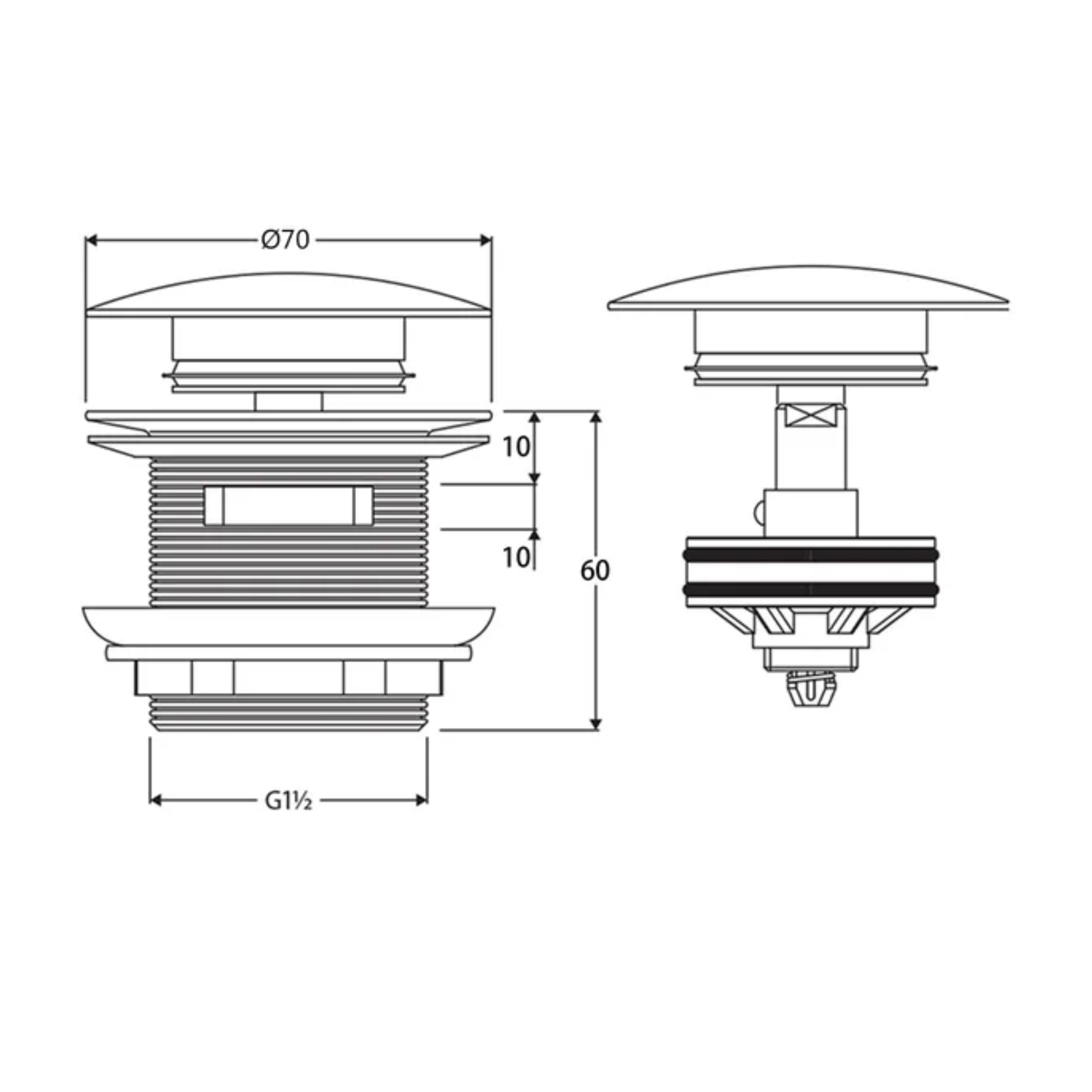 Donii Gun Metal Pop Up 40mm Bath Waste With Overflow