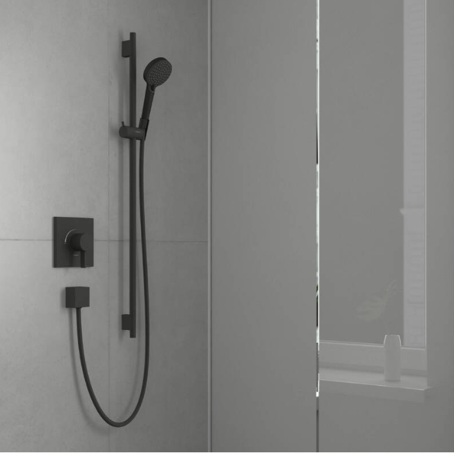 Hansgrohe Unica Shower Bar S Puro  90cm With Isiflex 1.6m Shower Matte Black