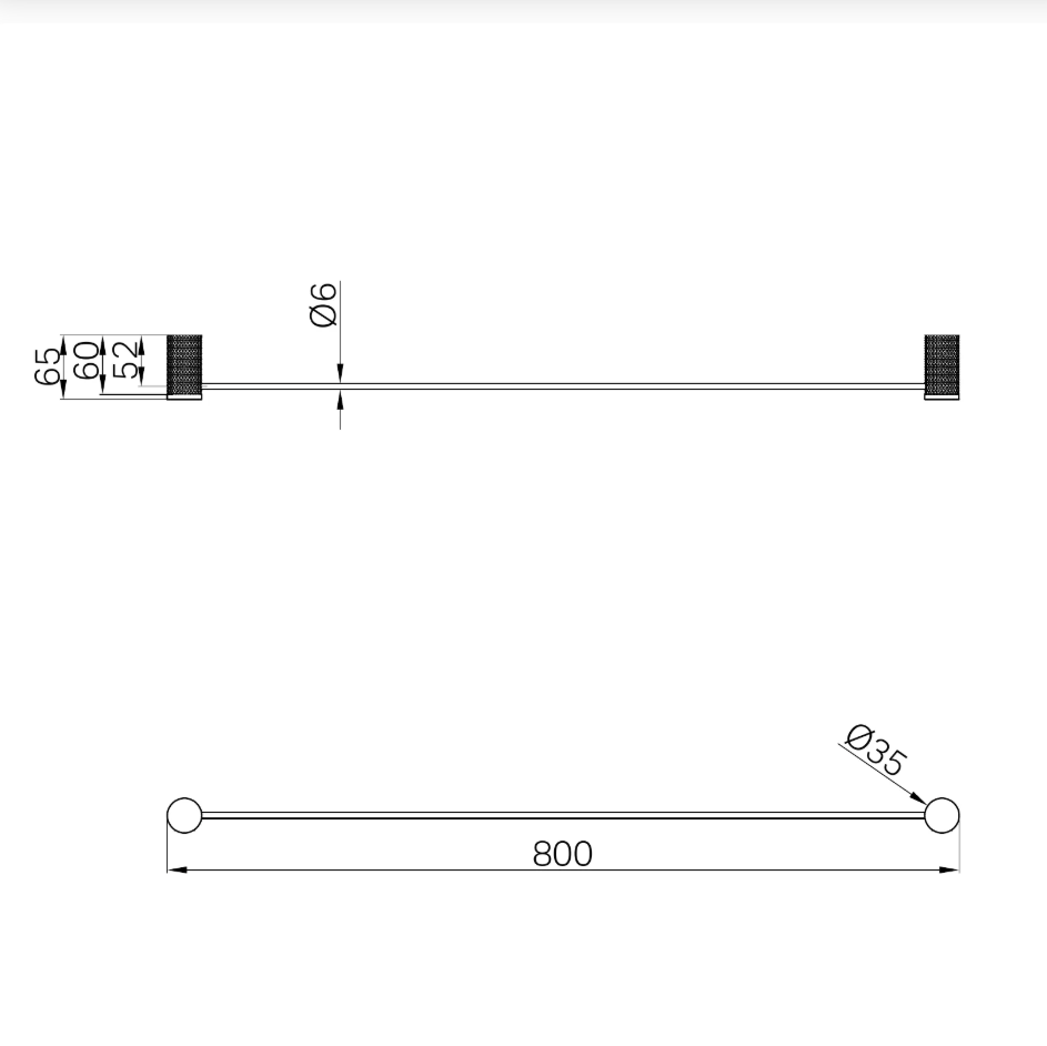 Nero Opal Single Towel Rail 800mm Graphite