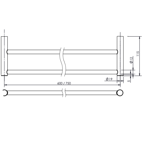 Paco Jaanson Sintra Double Towel Rail  Polished Stainless Steel