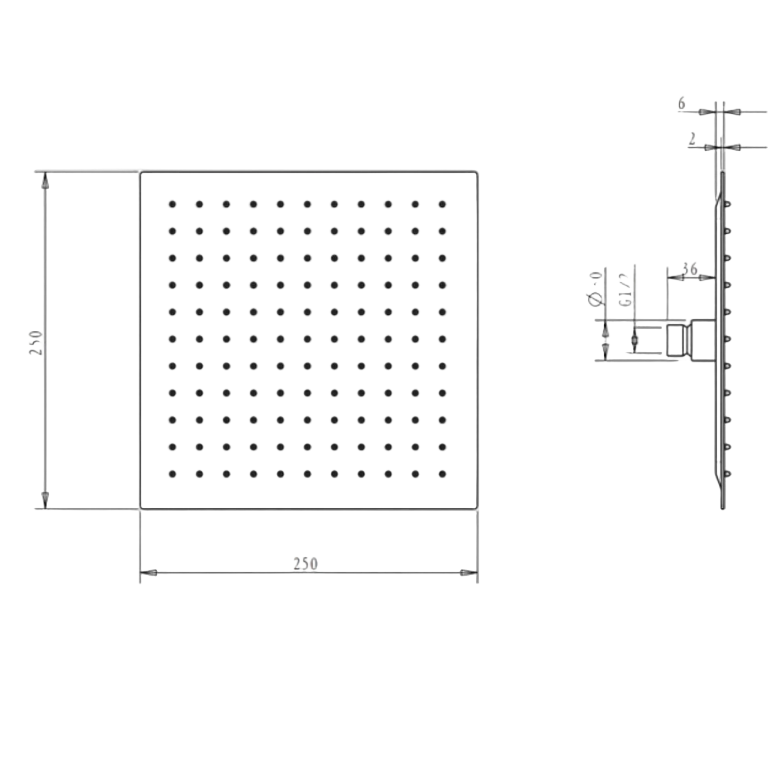 Inspire Taran Square Twin Shower On Rail  Matte Black