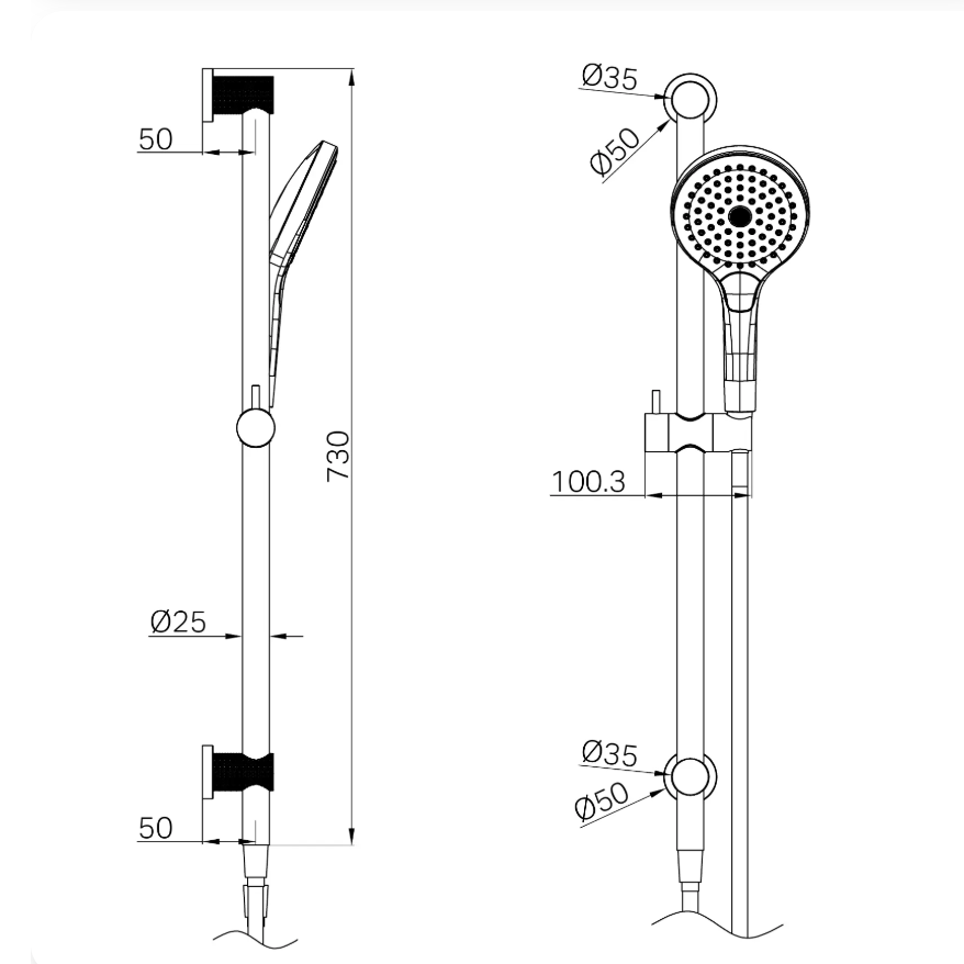 Nero Opal Single Rail Shower II With Air Graphite
