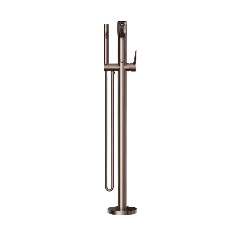 Nero Bianca Freestanding Bath Filler With Hand Shower Brushed Bronze