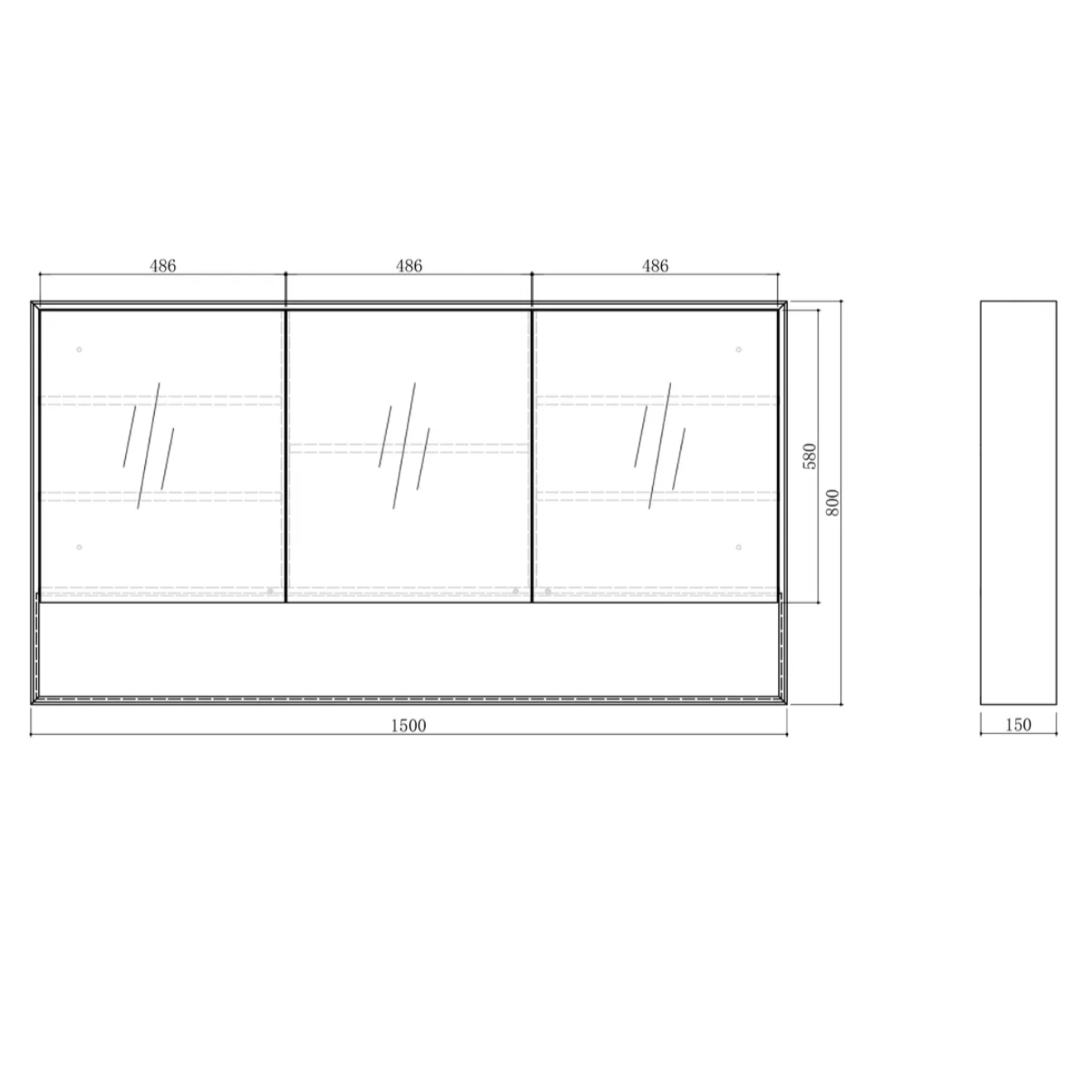 Otti Byron Natural Oak Mirror Cabinet 1500mm