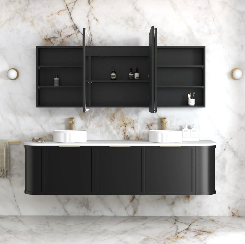 Otti Newport Black Oak LED Mirror Cabinet 1800mm