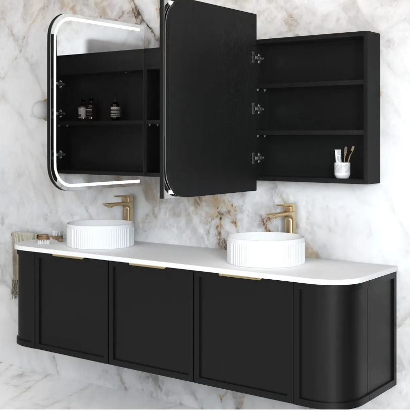 Otti Newport Black Oak LED Mirror Cabinet 1800mm