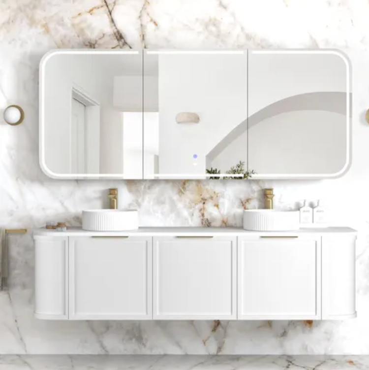 Otti Newport Matte White LED Mirror Cabinet 1800mm