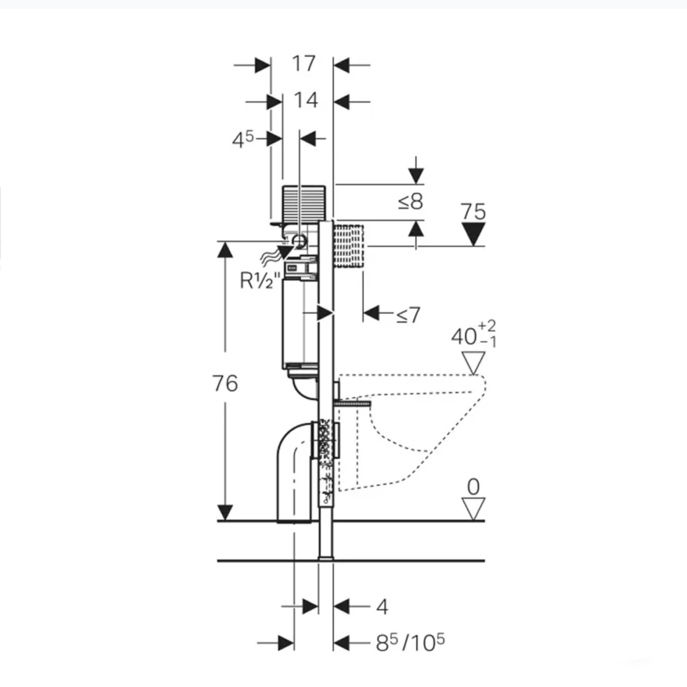 Geberit Alpha Inwall Undercounter Wall Mount Mechanical Cistern