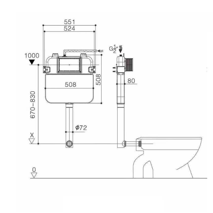 Donii R&T Inwall Mechanical Cistern For Floor Mount Toilet Pans