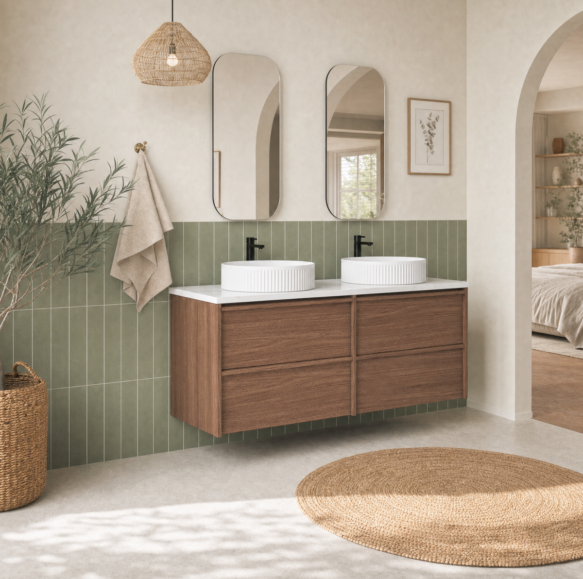 Aulic Venetta Framed Walnut Wall Hung Vanity 1500mm