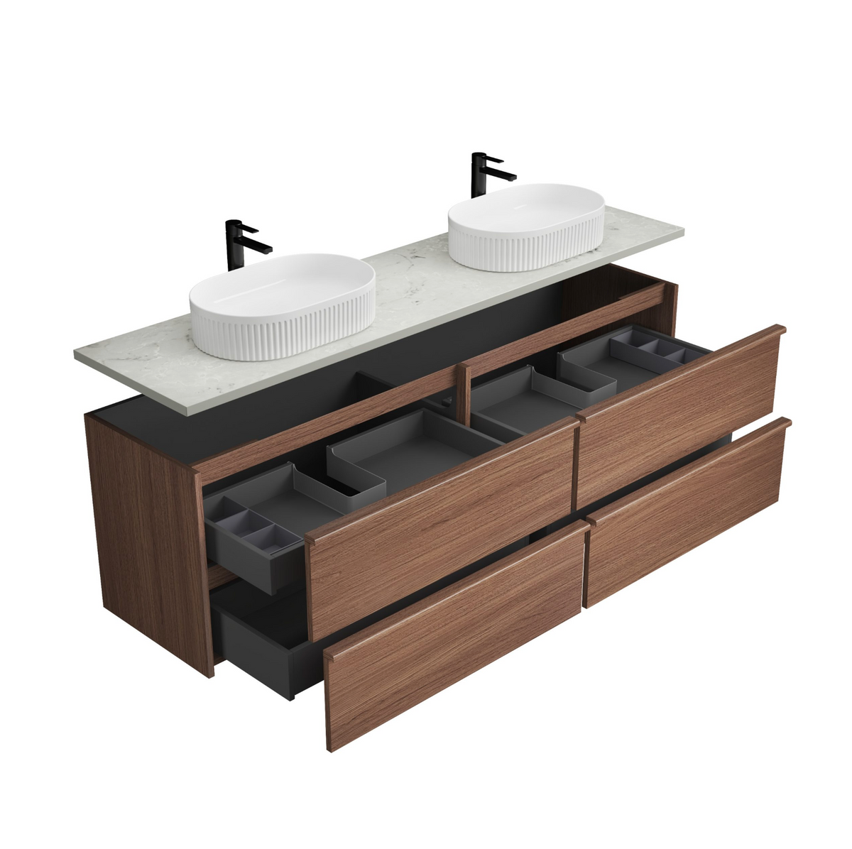 Aulic Venetta Framed Walnut Wall Hung Vanity 1800mm
