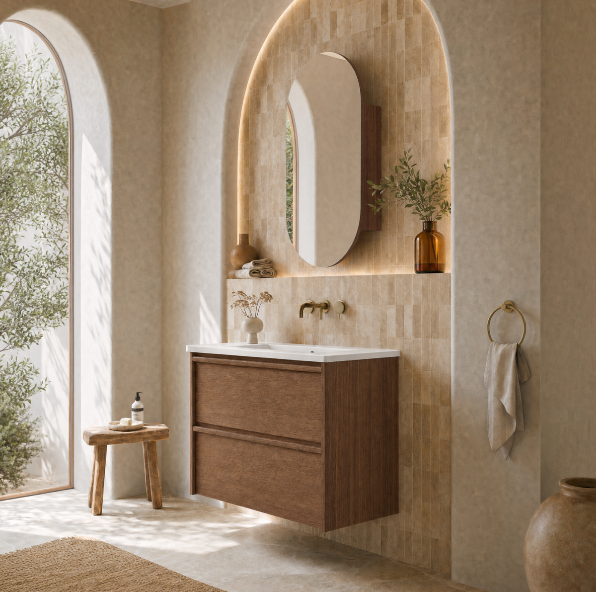 Aulic Venetta Framed Walnut Wall Hung Vanity 750mm