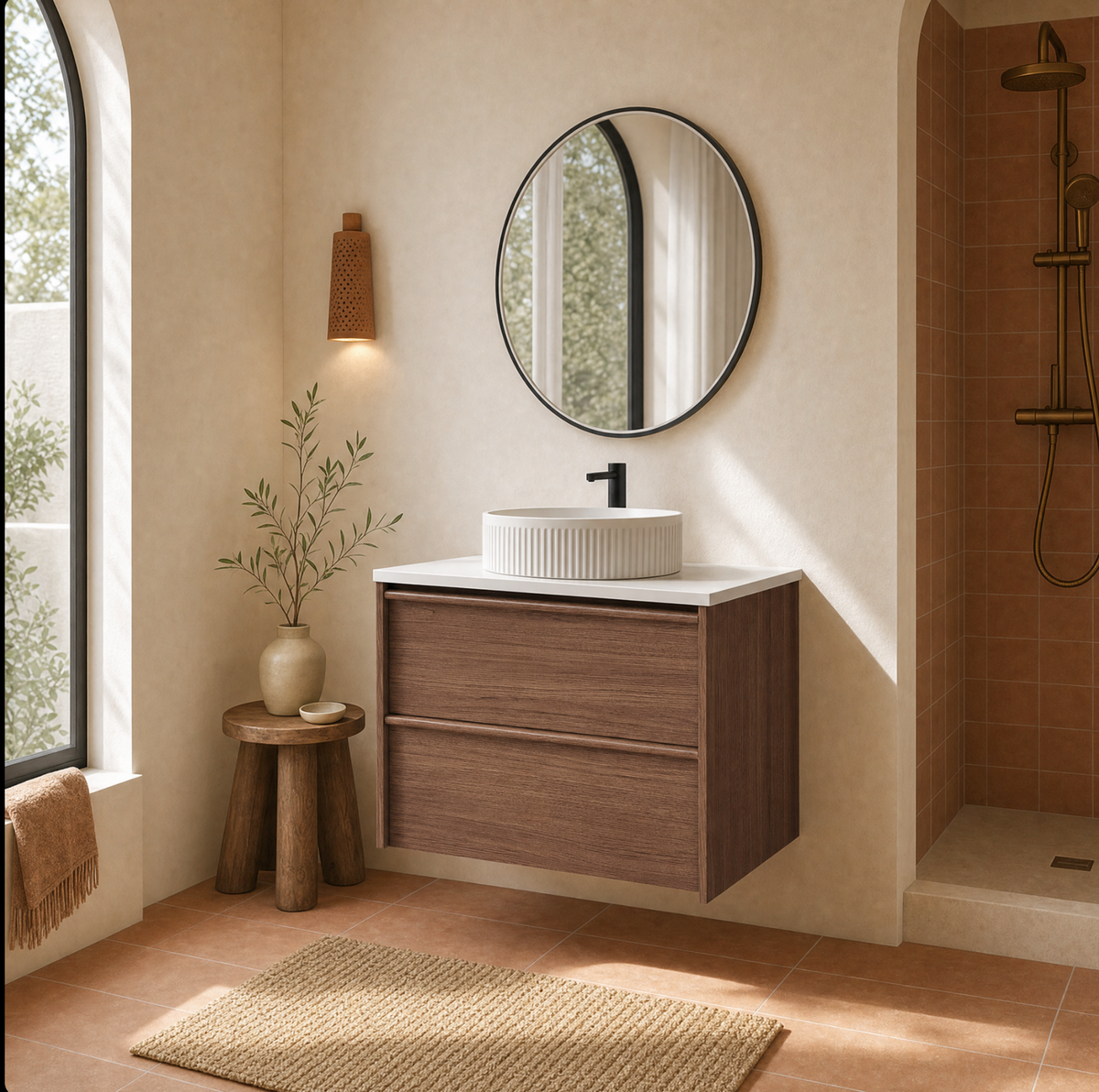 Aulic Venetta Framed Walnut Wall Hung Vanity 900mm