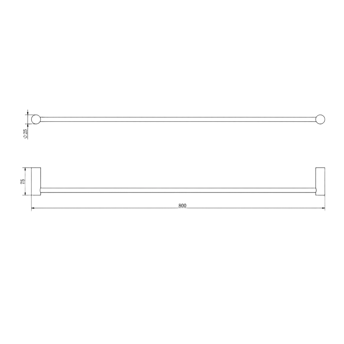 Linsol Dotti  Single Towel Rail Chrome 800mm