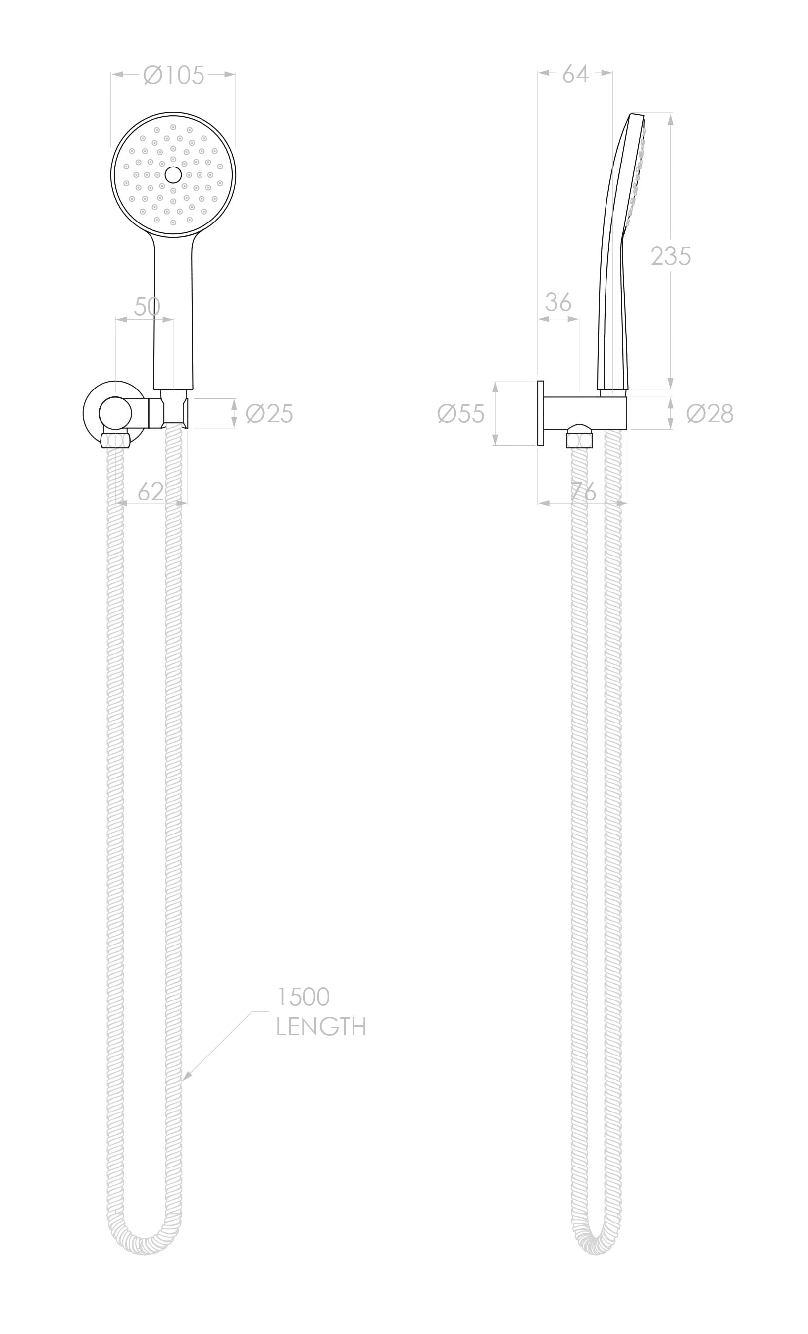 ADP Soul Classic Hand Held Shower On Hook Matte Black