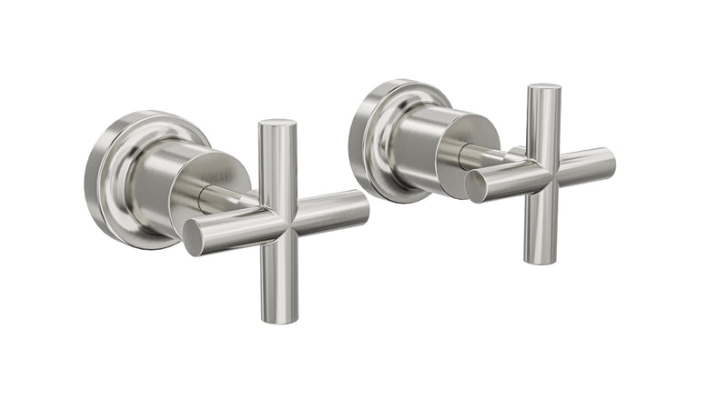 Linsol Tre Cross Handle Wall Top Assemblies Brushed Nickel