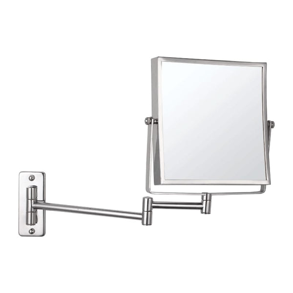 Square Double sided magnified makeup or shaving mirror chrome