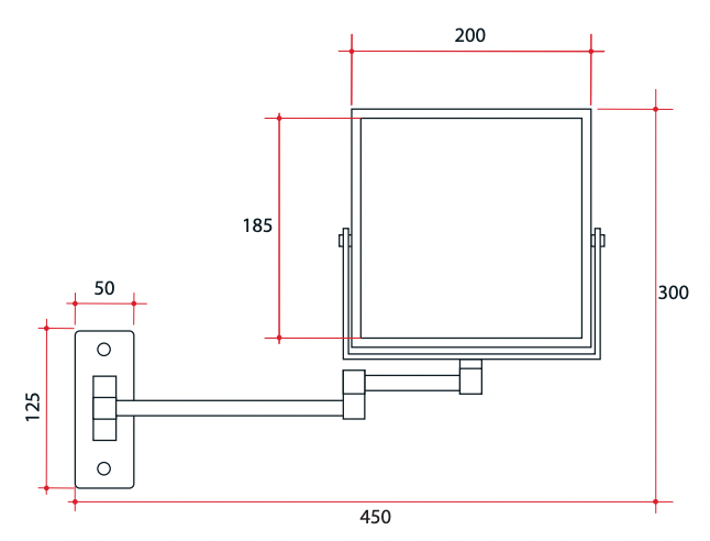 Thermogroup 1 & 5 x Magnification Square Chrome Mirror