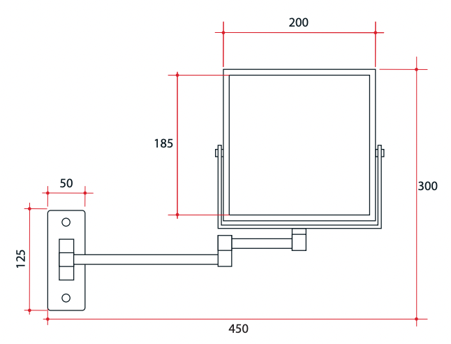 Thermogroup 1 &5 Magnification Square Chrome Mirror