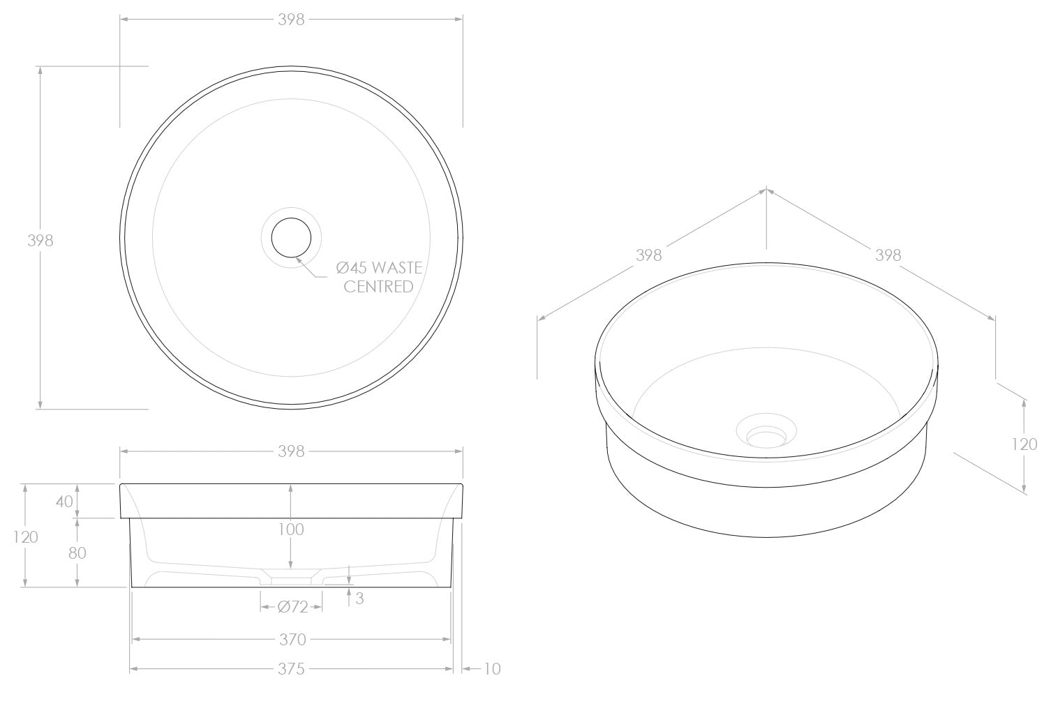 ADP Chandler  Gloss or Matte  White  Ceramic Semi-Inset  Basin 398x398