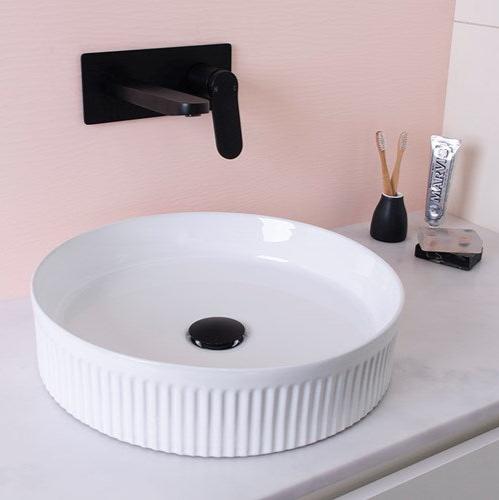 ADP Round Fluted  410x410 Above Counter  Basin Gloss White