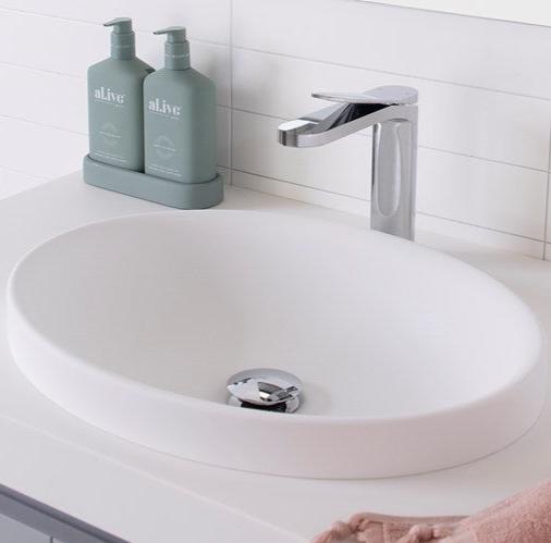 ADP Dignity   Gloss or Matte White Solid Surface Semi-Inset  Basin  495x365