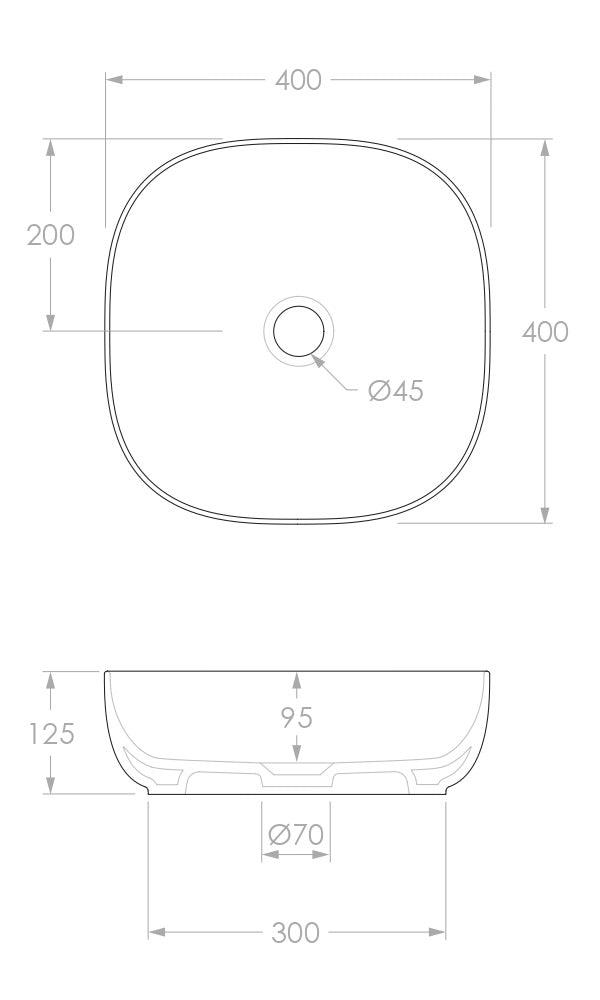 ADP Glam 400x400 Square Above Counter Basin Matte Pearl
