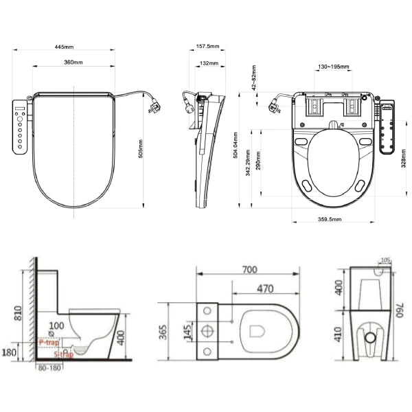 Lafeme Thea  Back to Wall Rimless Bidet Toilet Suite