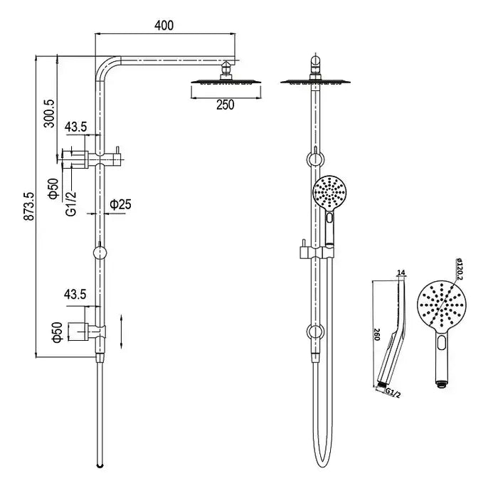 Inspire Pavia Round Twin Shower On Rail Matte Black