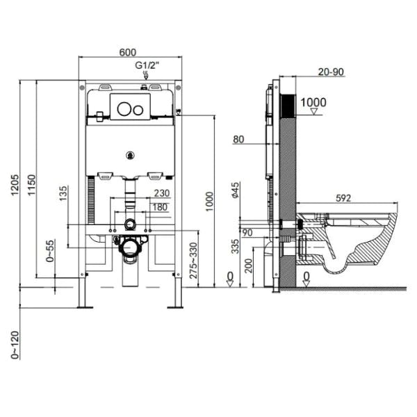 Lafeme Sesto Wall Hung Smart Toilet