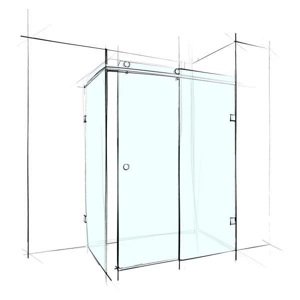 Donii Frameless Sliding Square Corner Set In <span class="deliveredinstalled"></span>